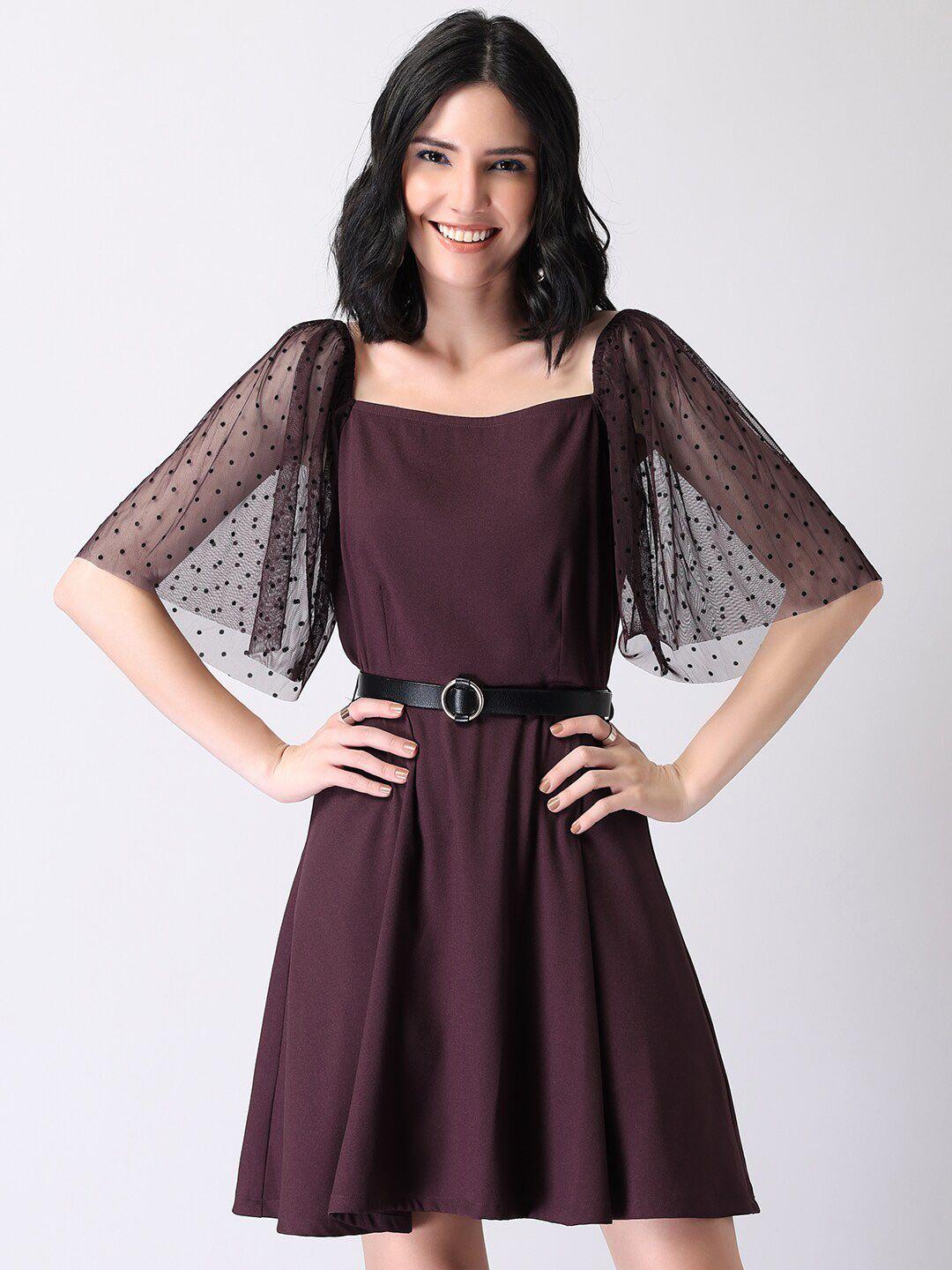 faballey maroon crepe dress