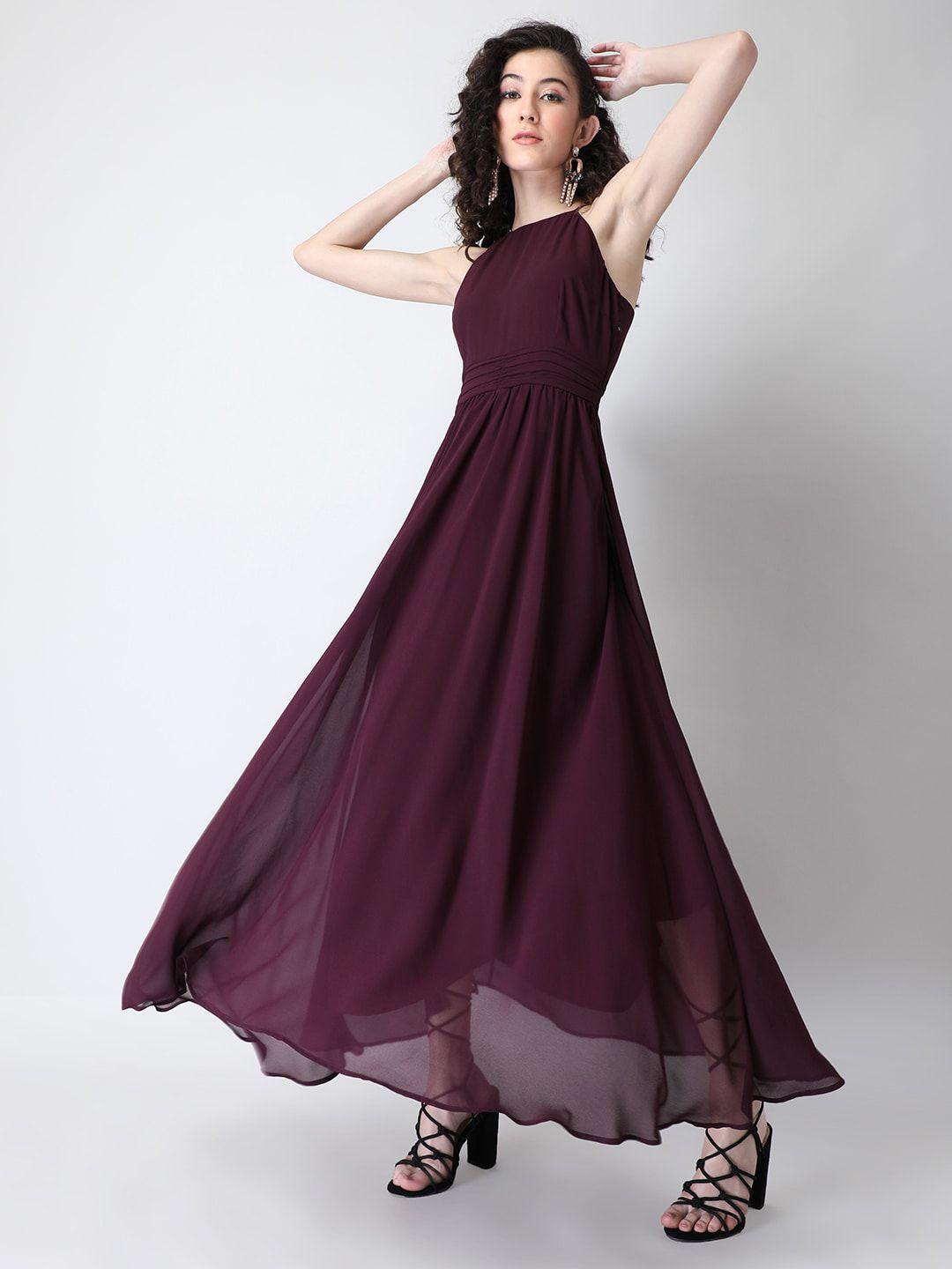 faballey maroon georgette maxi dress