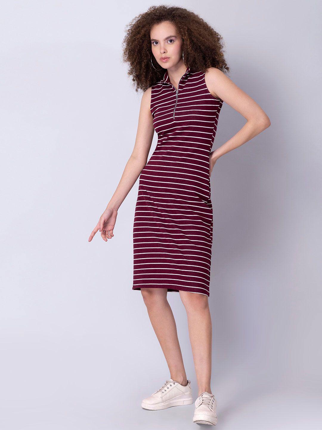faballey maroon striped t-shirt dress