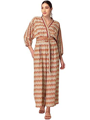 faballey multicolour printed kimono jumpsuit with belt