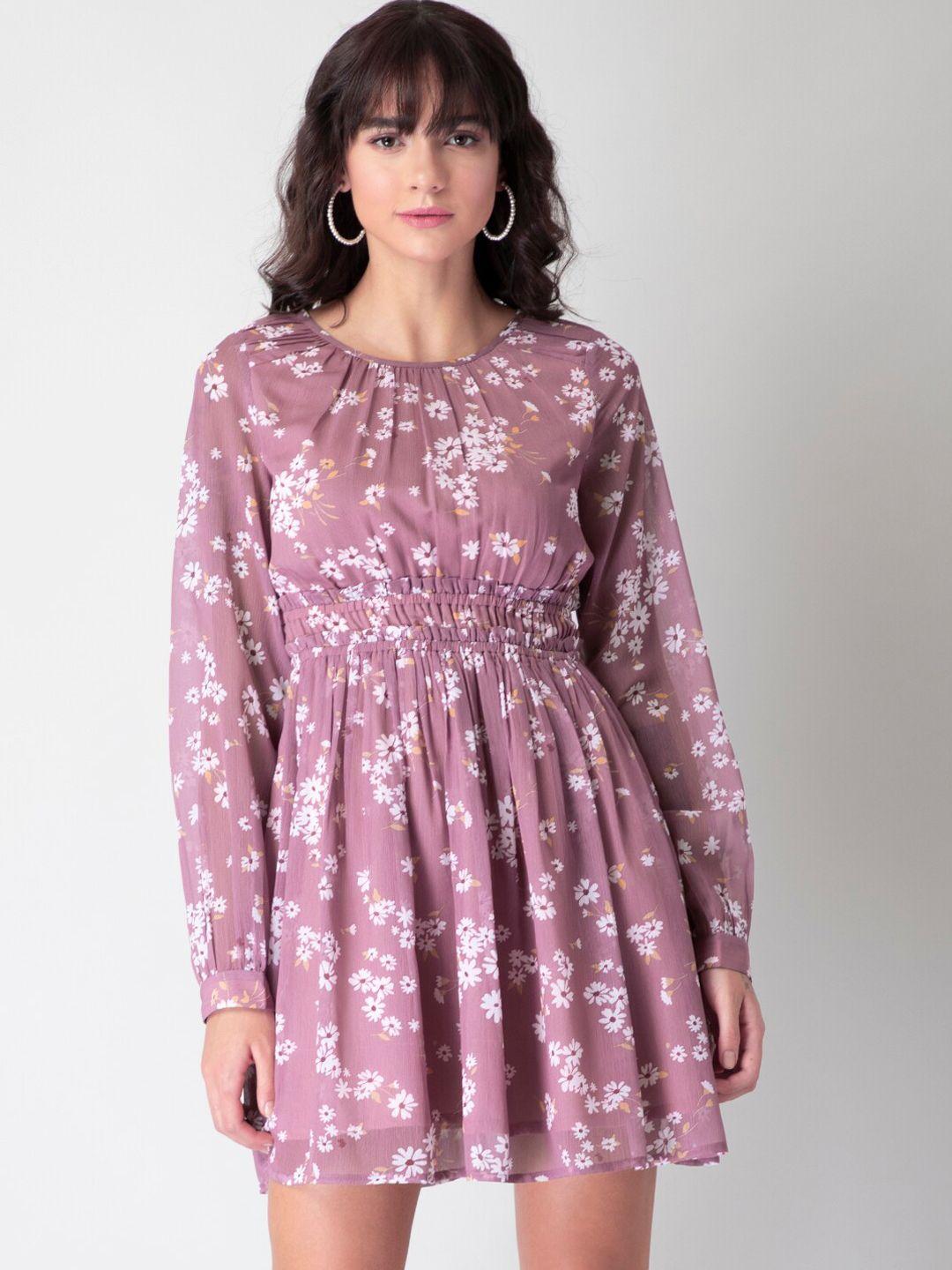 faballey pink floral georgette dress