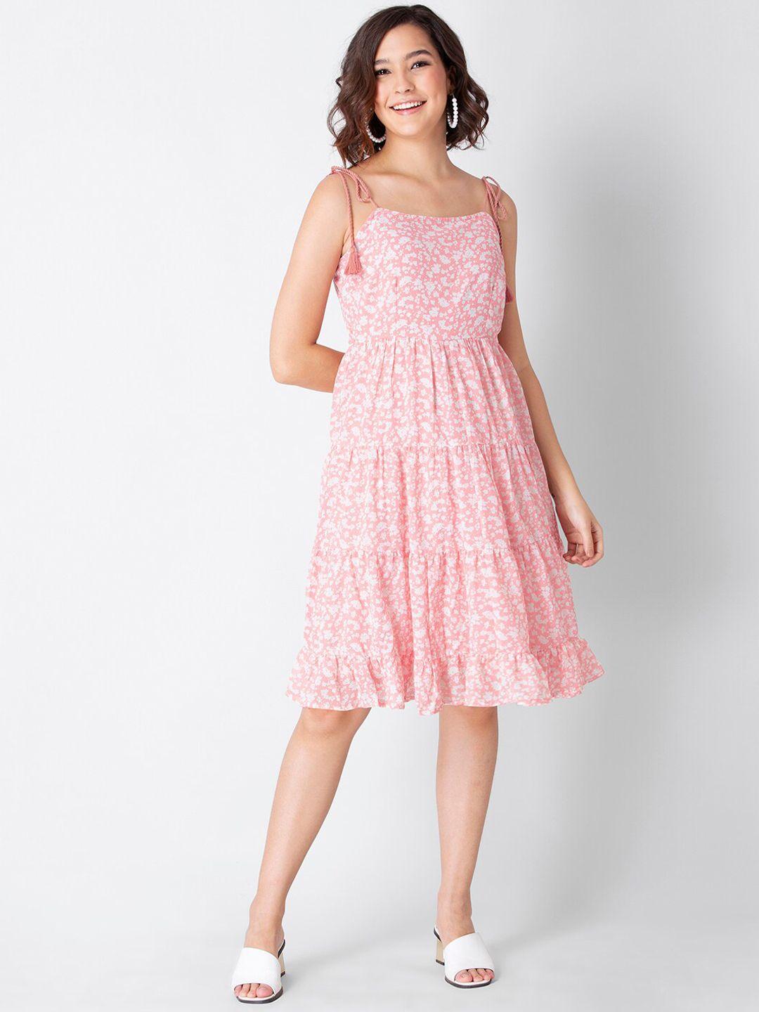 faballey pink floral georgette dress