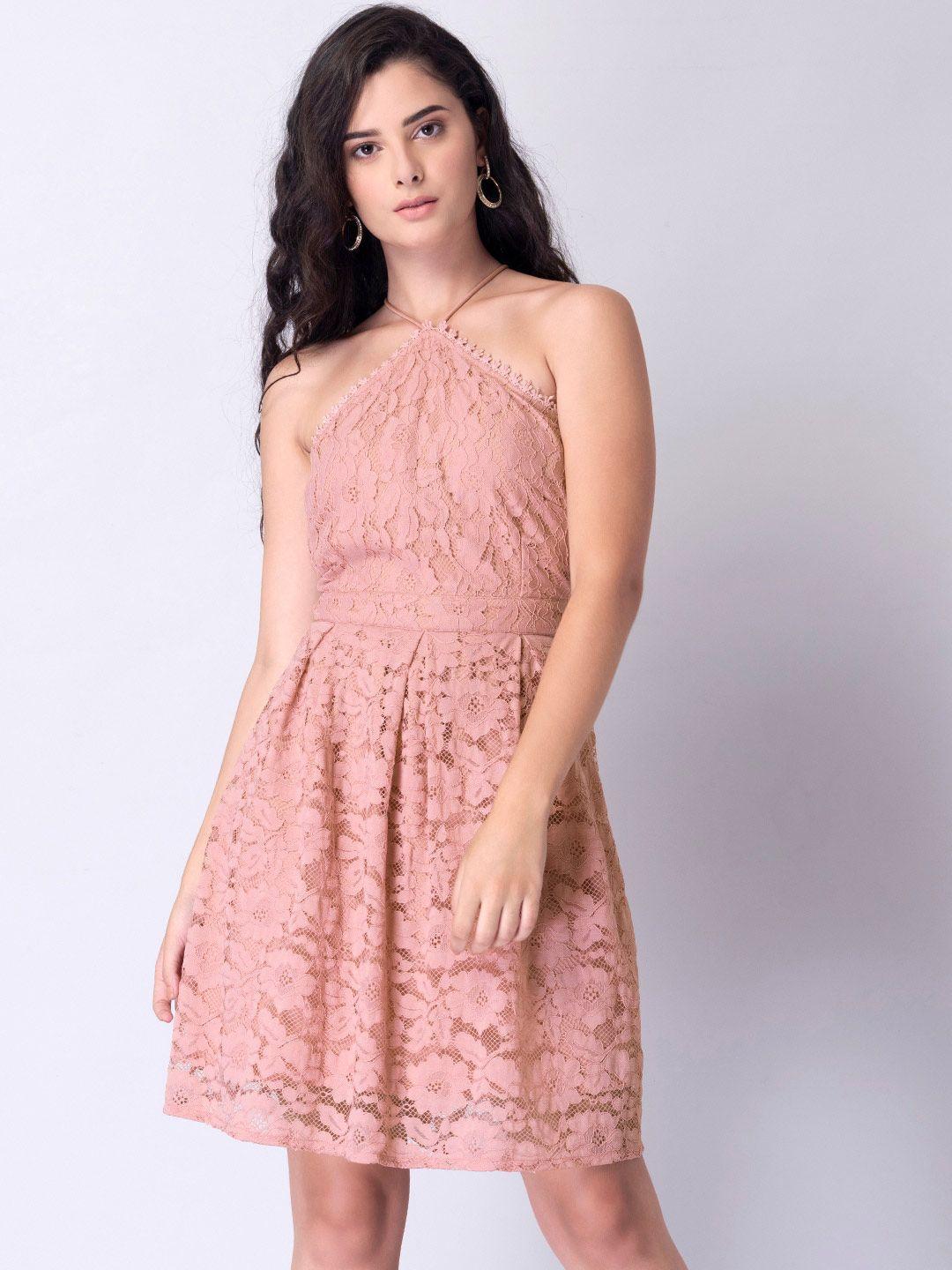 faballey pink lace fit & flare dress