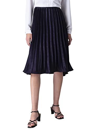 faballey polyester purple satin pleated midi skirt