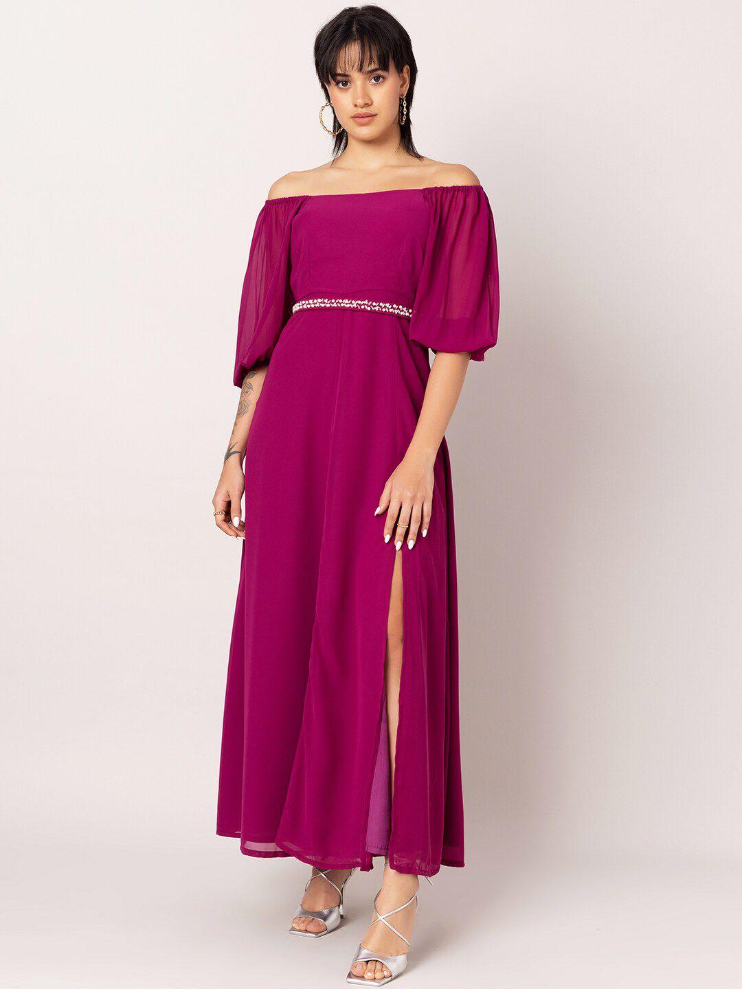 faballey purple georgette maxi dress