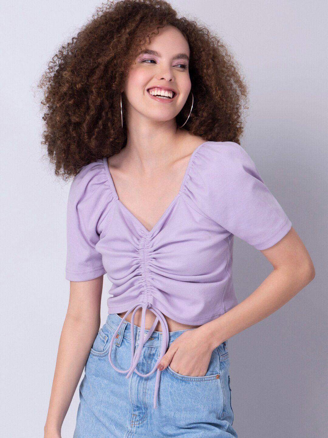 faballey purple solid crop top