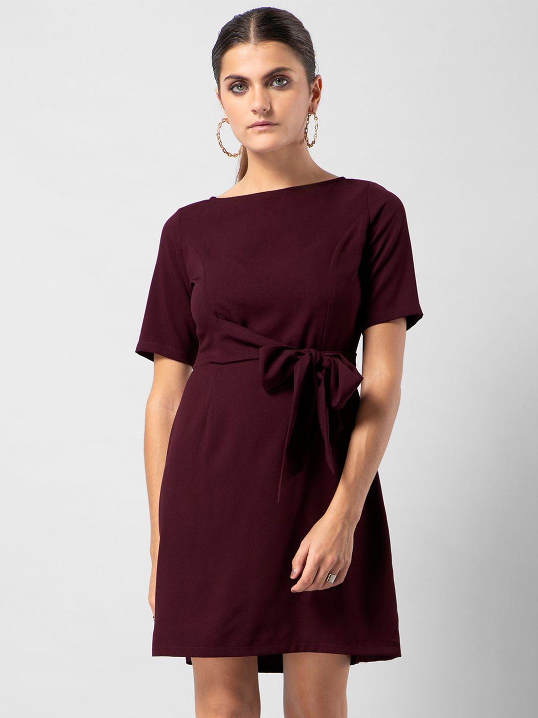 faballey purple solid shift mini  dress