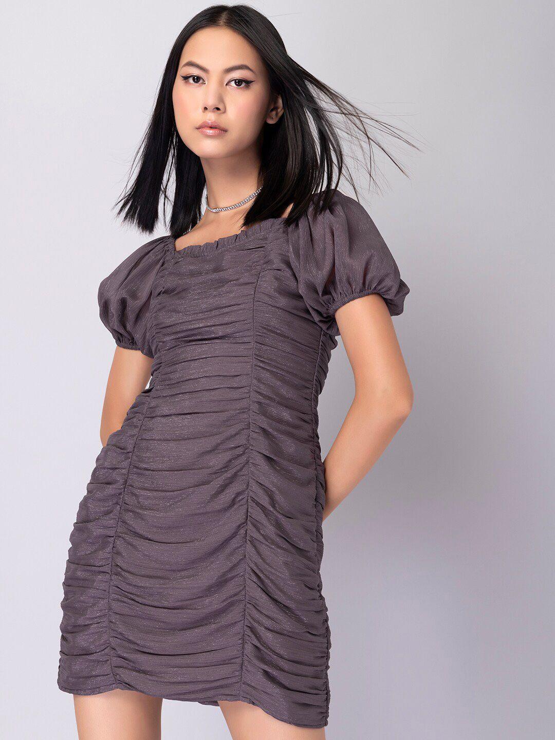 faballey purple striped chiffon sheath mini dress