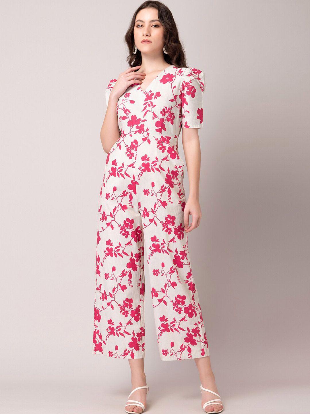 faballey white printed basic jumpsuit