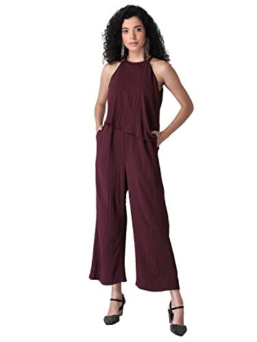 faballey wine asymmetric layered jumpsuit