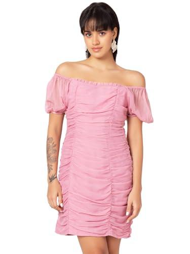 faballey women's chiffon bodycon mini dresses (drs06611_pink_l)