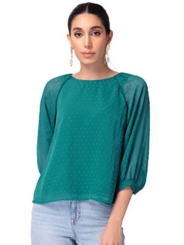 faballey women's regular fit blouse (top06582_green