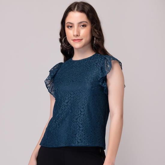 faballey women lace textured top