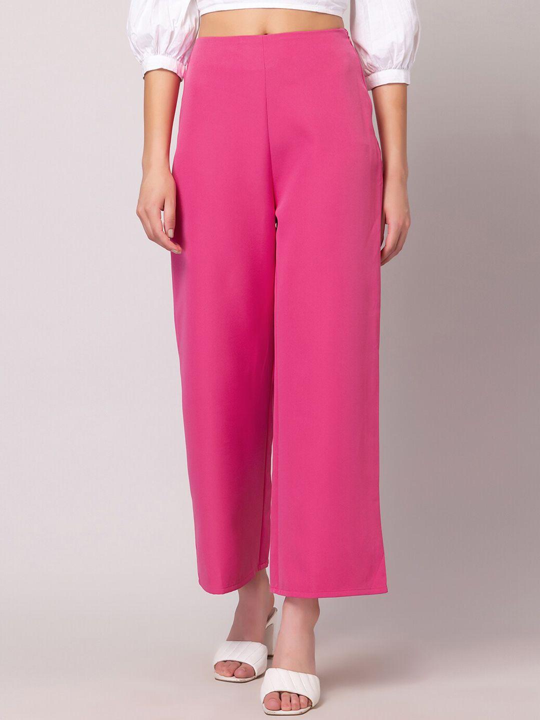 faballey women pink high-rise flat-front parallel trousers