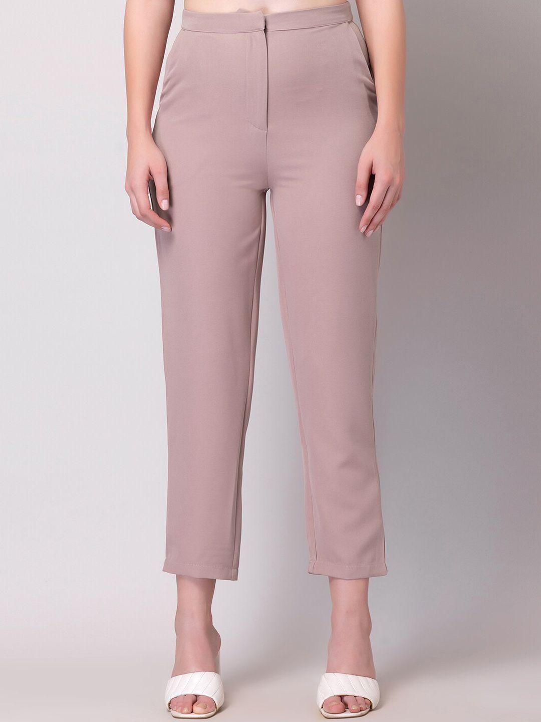faballey women pink mid-rise cropped regular trousers
