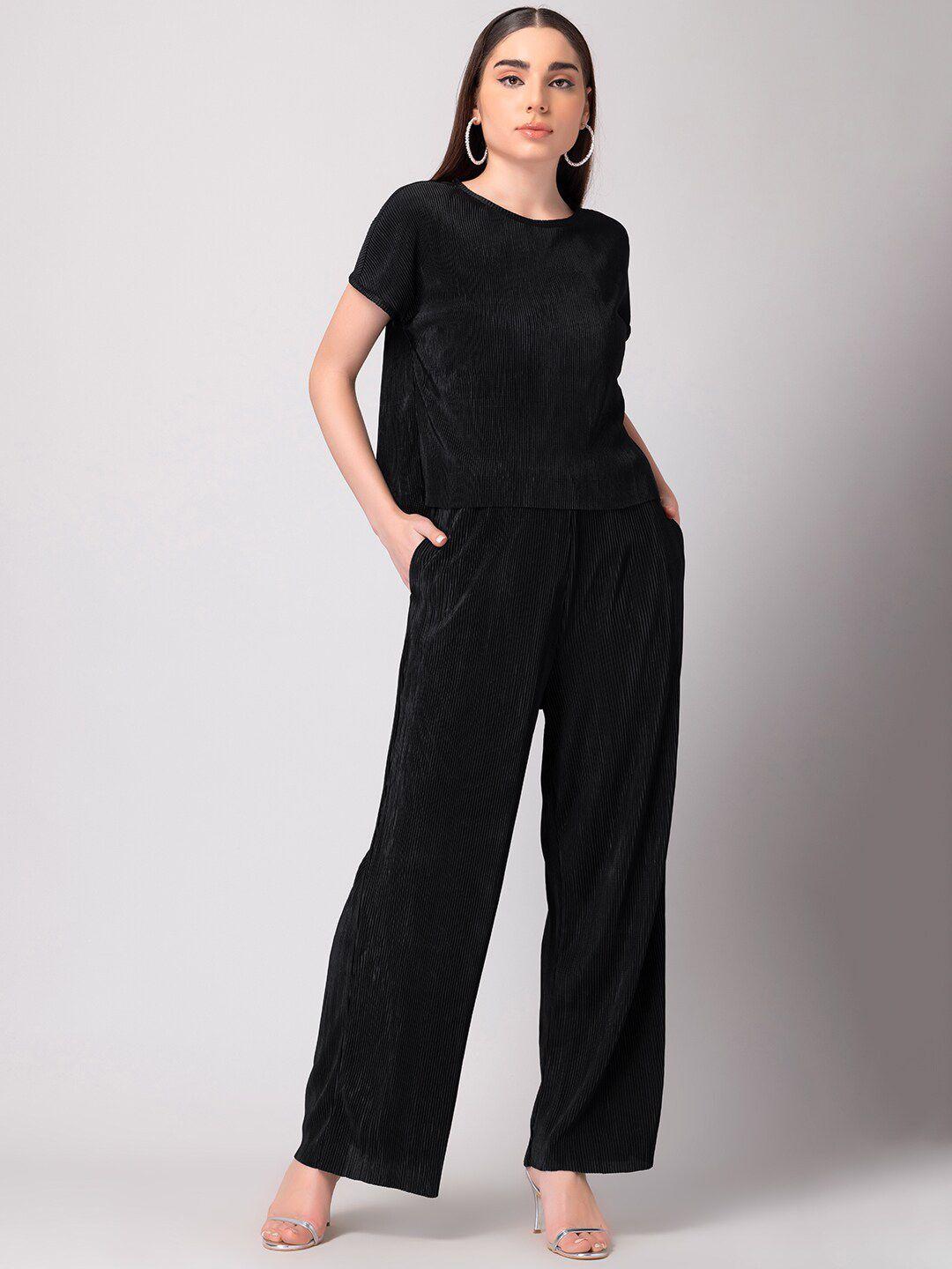 faballey women pleated top & trousers co-ord set