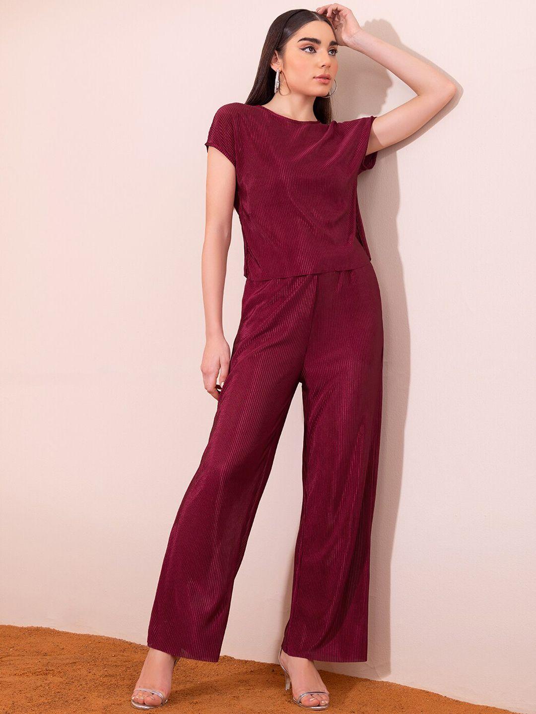 faballey women pleated top & trousers co-ord set