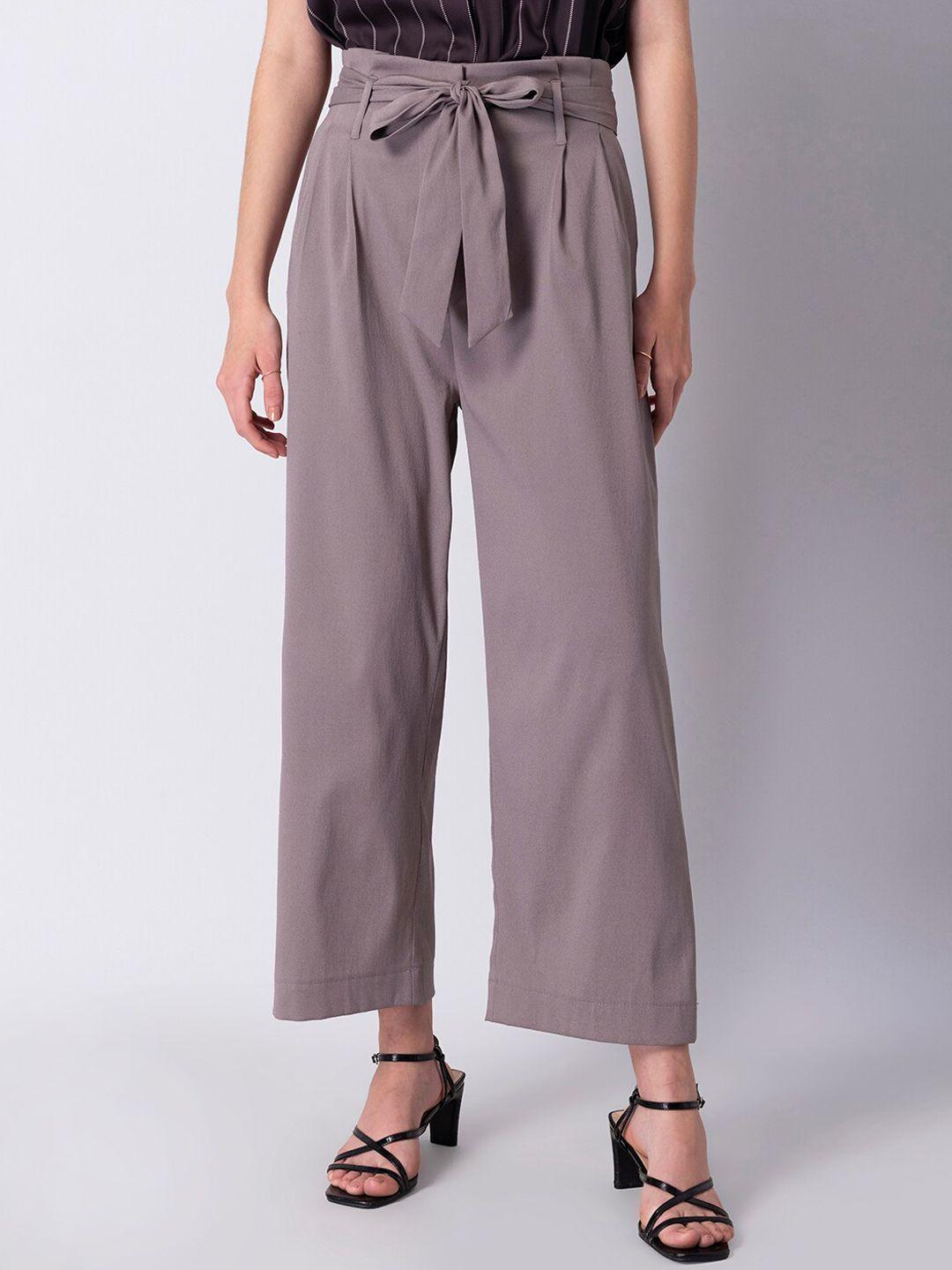 faballey women purple high-rise pleated trousers