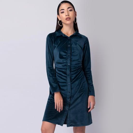 faballey women ruched full sleeve shirt dress