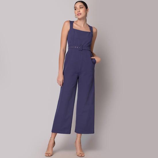 faballey women solid belted jumpsuit