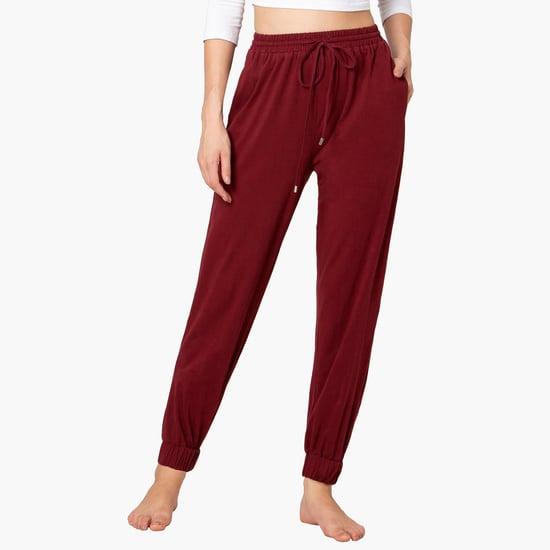 faballey women solid elasticated joggers