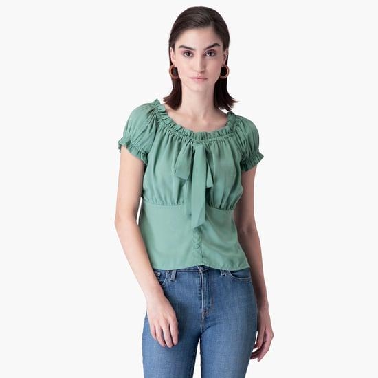 faballey women solid round neck top