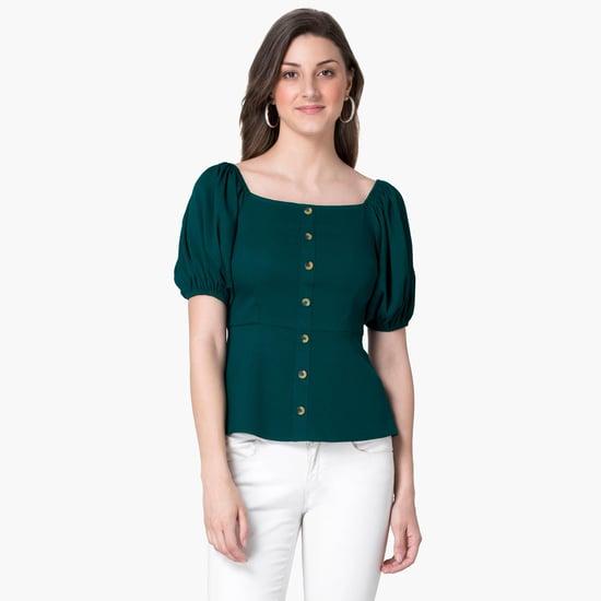 faballey women solid square neck top