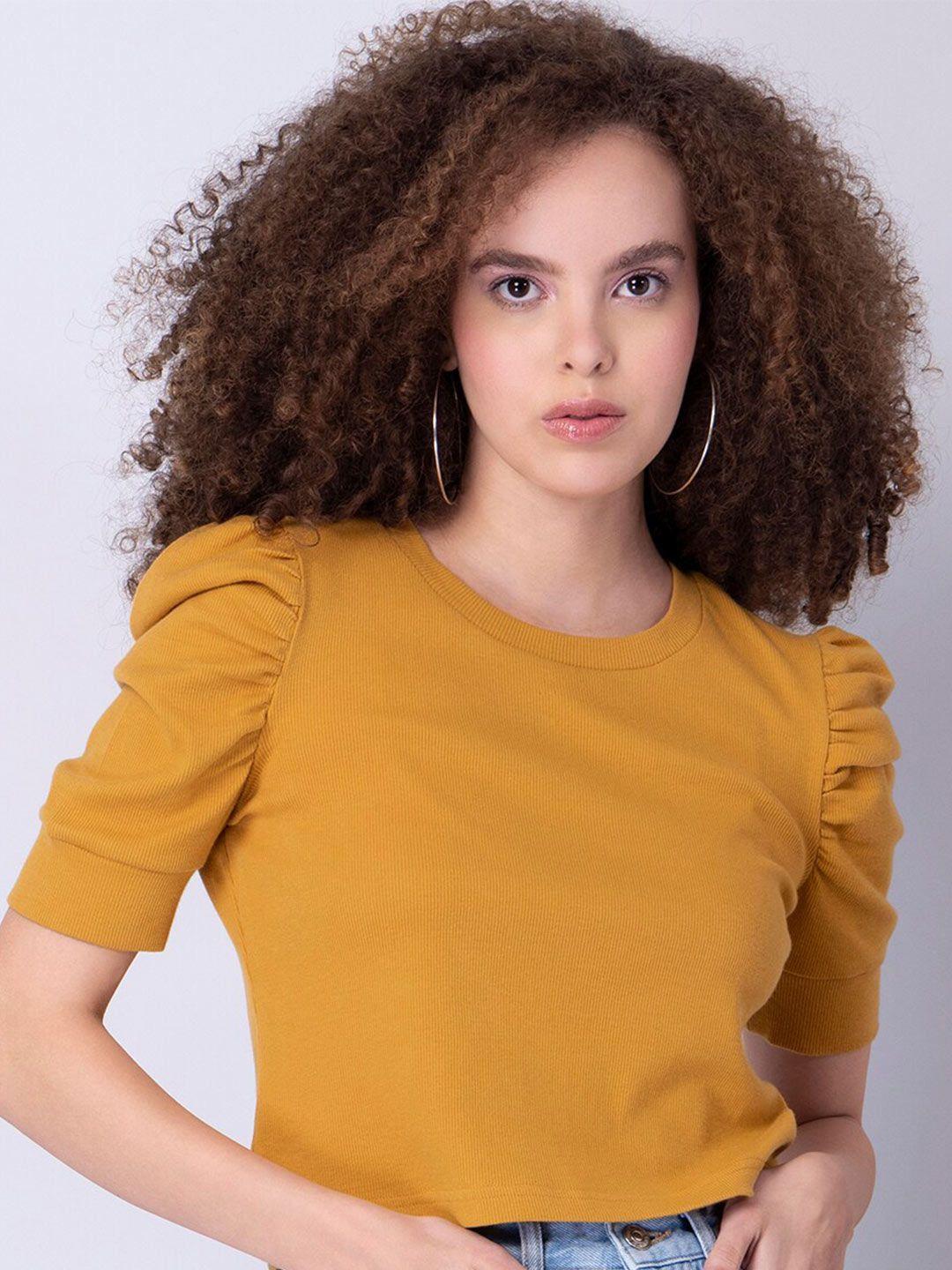 faballey women yellow solid top