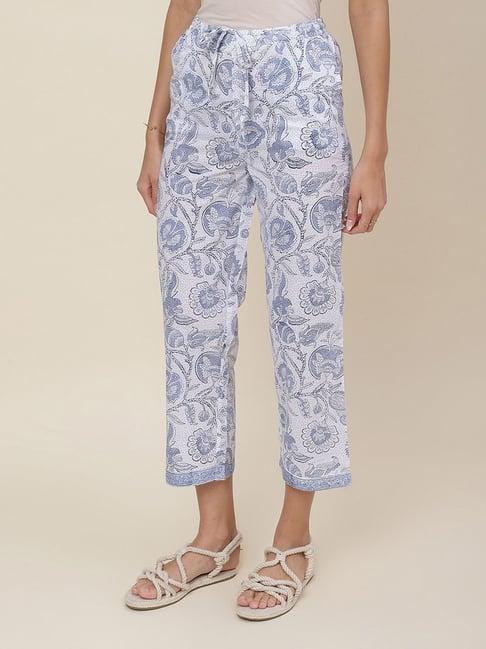 fabbasics by fabindia blue cotton printed pants