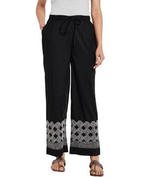 fabbasics embroidered palazzos with drawstring waist