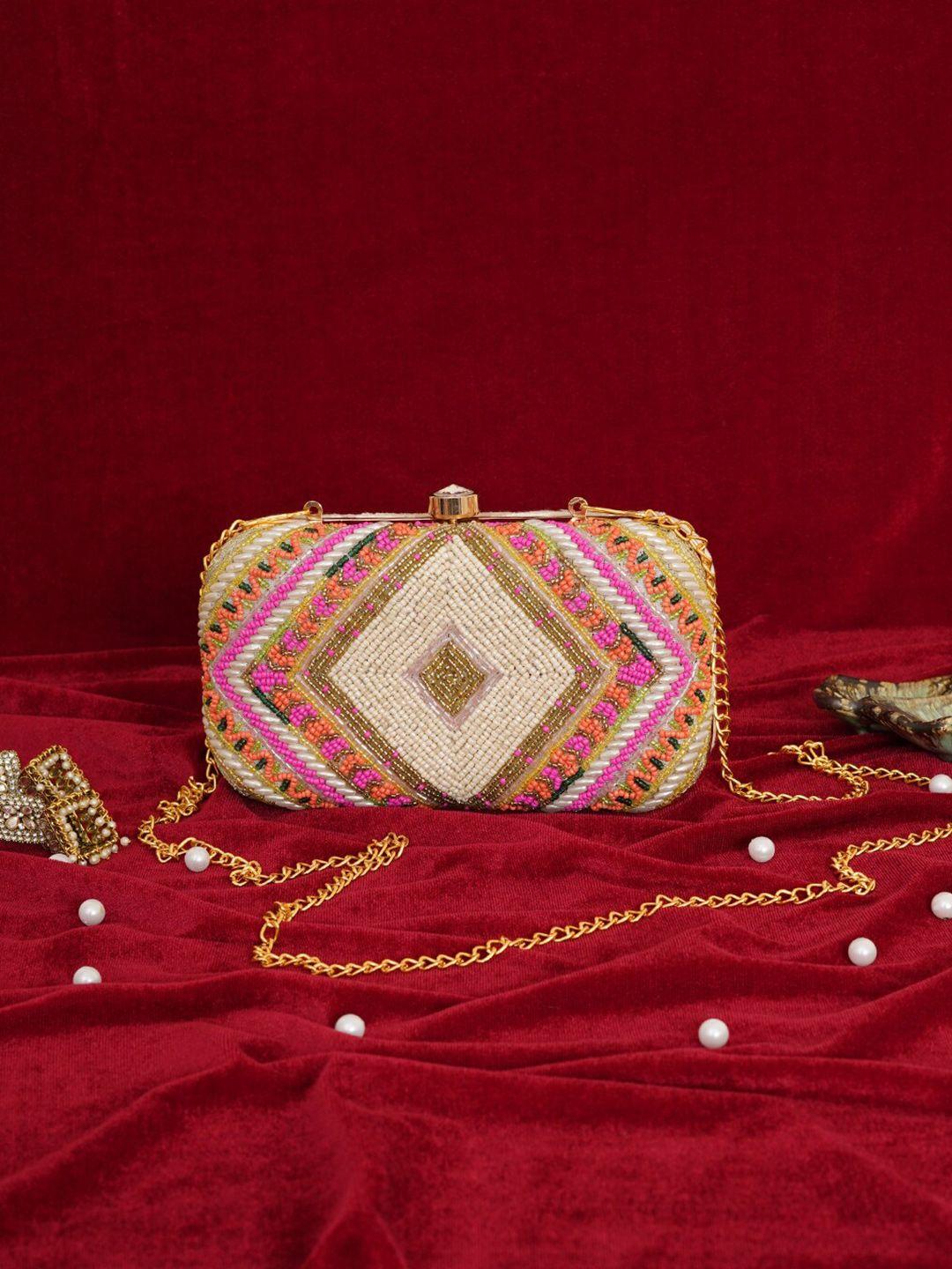 fabbhue multicoloured embroidered box clutch