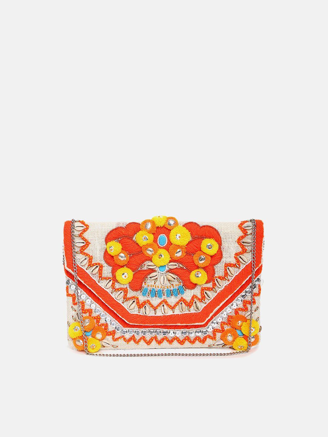 fabbhue red & blue embroidered purse clutch