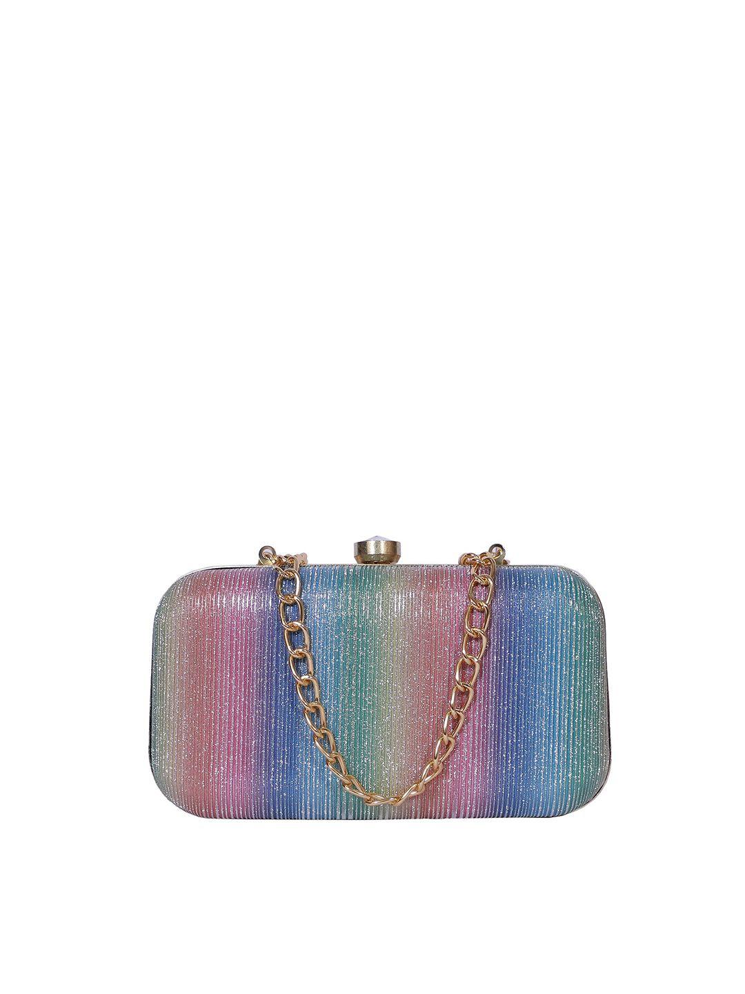 fabbhue multicoloured striped box clutch