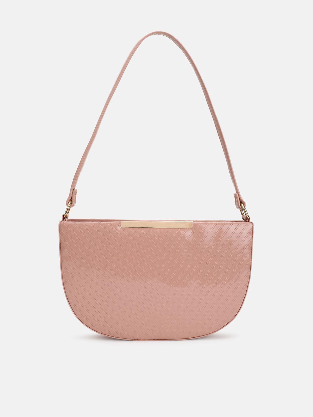 fabbhue peach-coloured structured sling bag