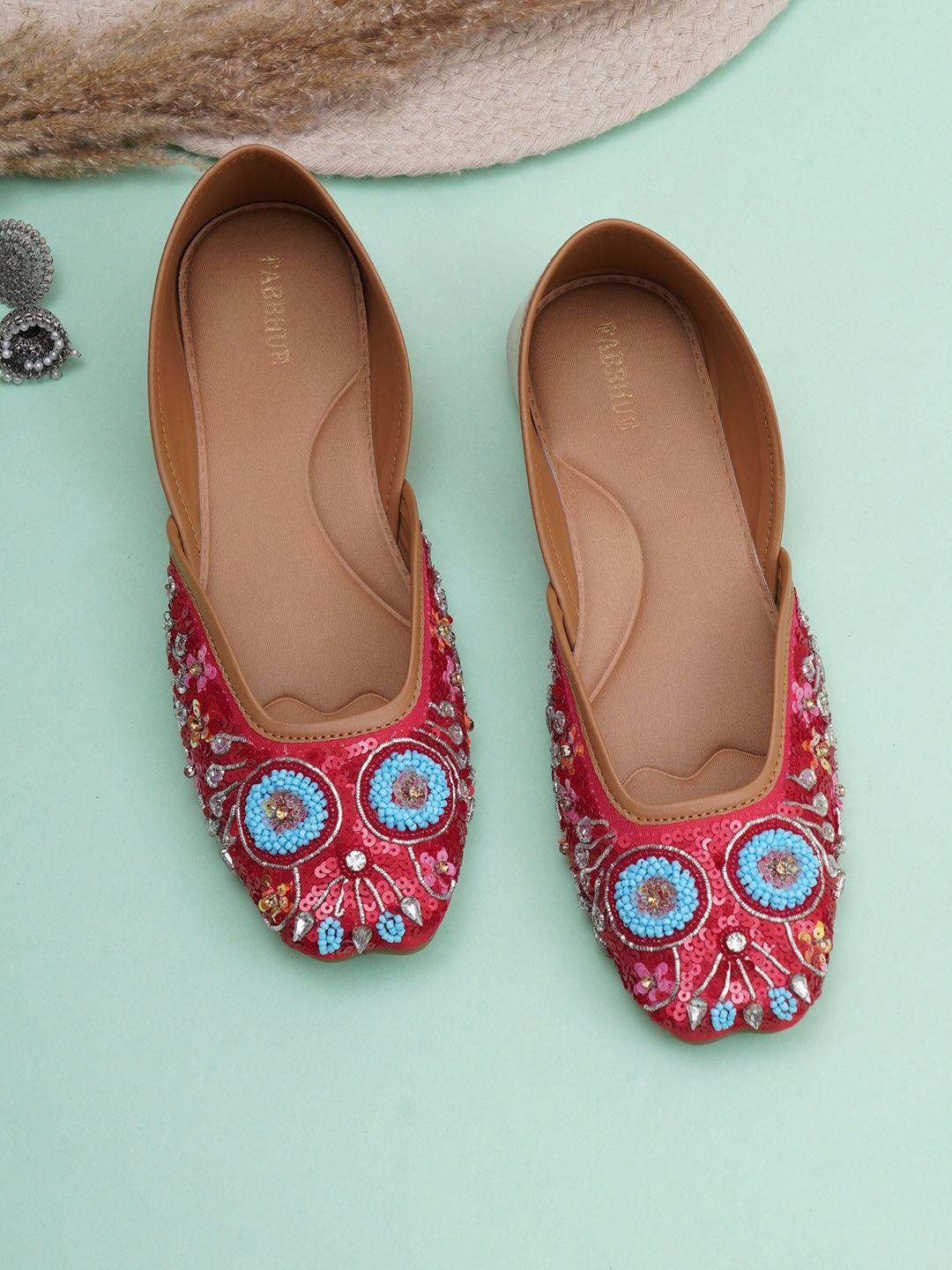 fabbhue women embellished ethnic mojaris flats