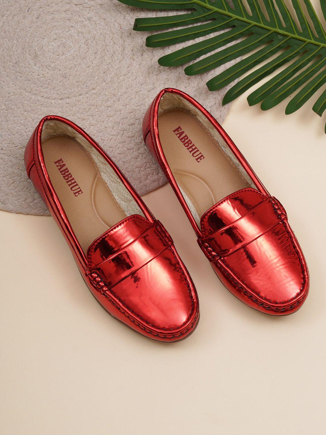 fabbhue women maroon perforations loafers