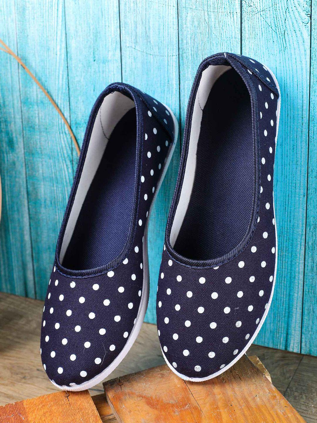 fabbmate women blue printed ballerinas flats