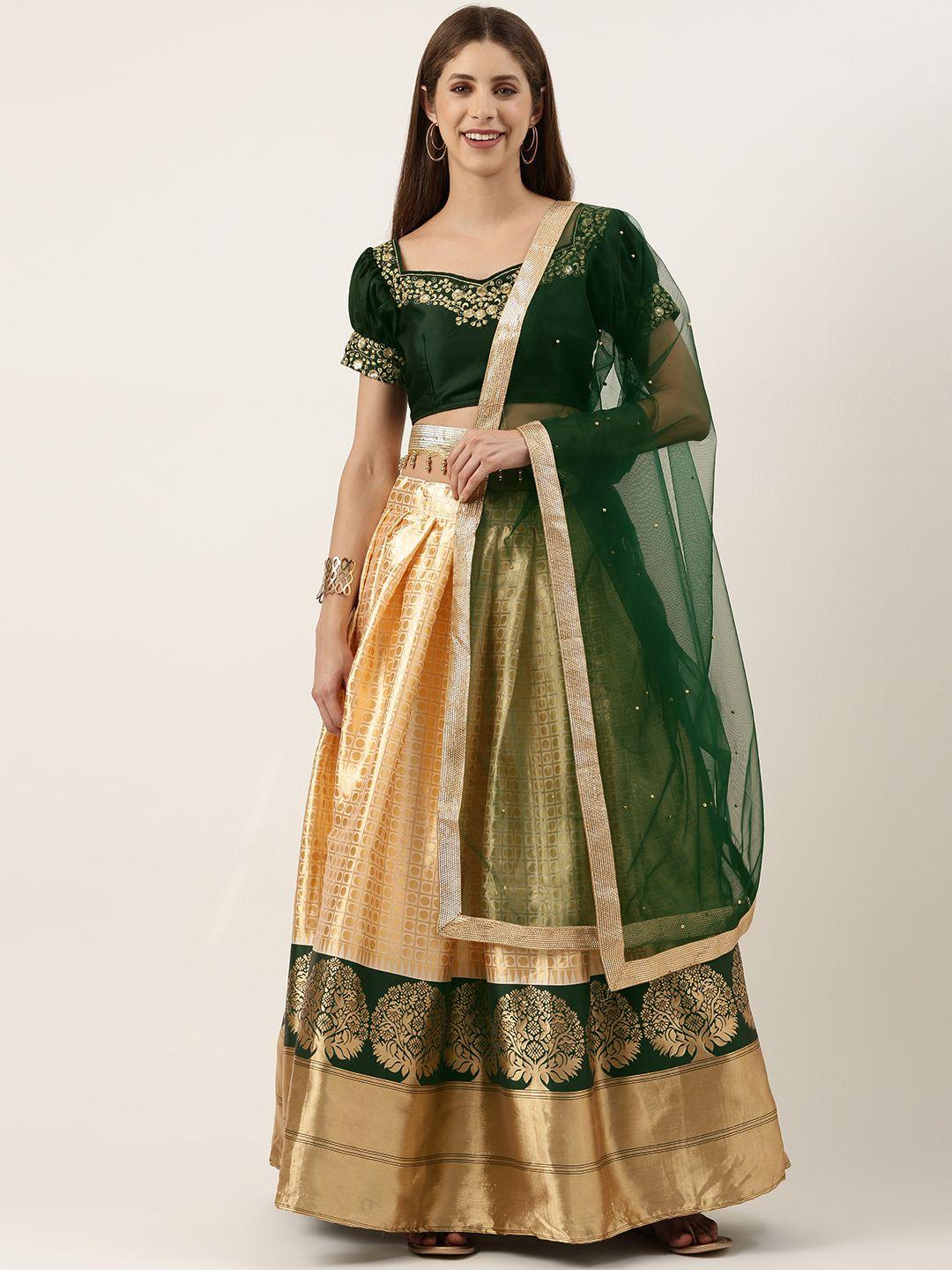 fabcartz embroidered semi-stitched lehenga & unstitched blouse with dupatta