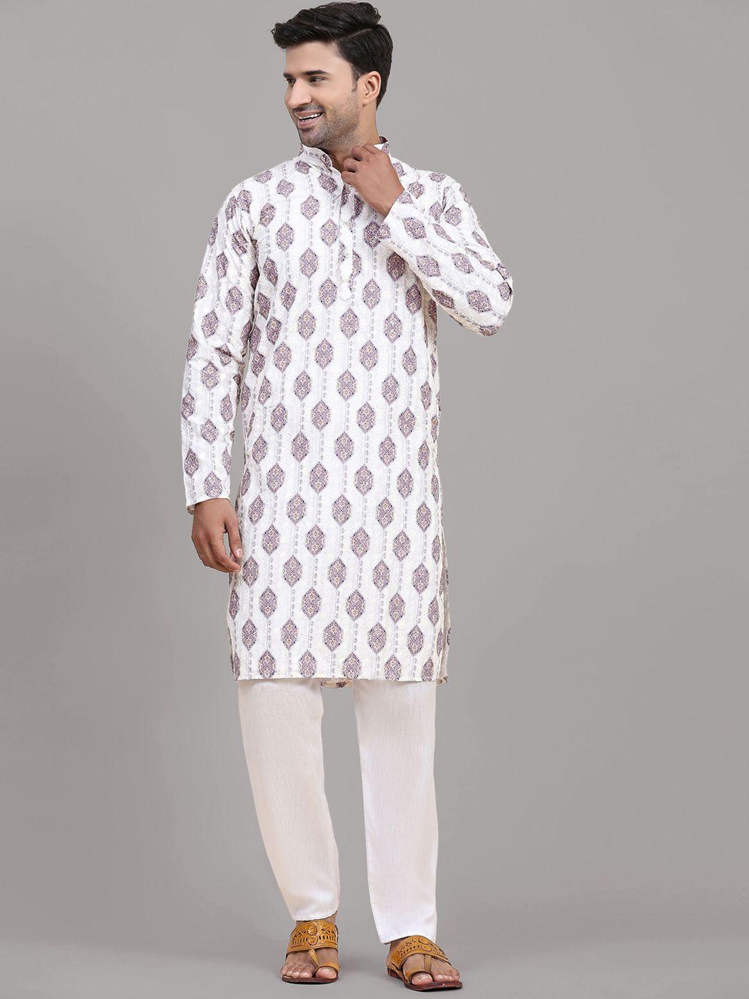 fabcartz ethnic motifs printed regular thread work kurta with pyjamas