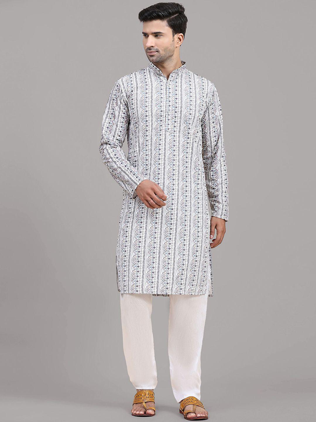 fabcartz ethnic motifs printed straight kurta with pyjamas