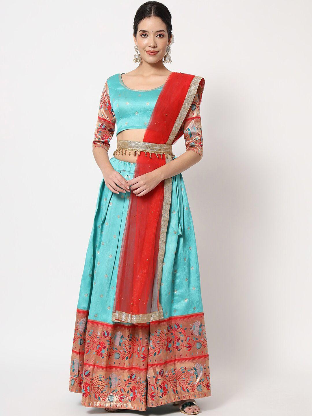 fabcartz semi-stitched lehenga & unstitched blouse with dupatta