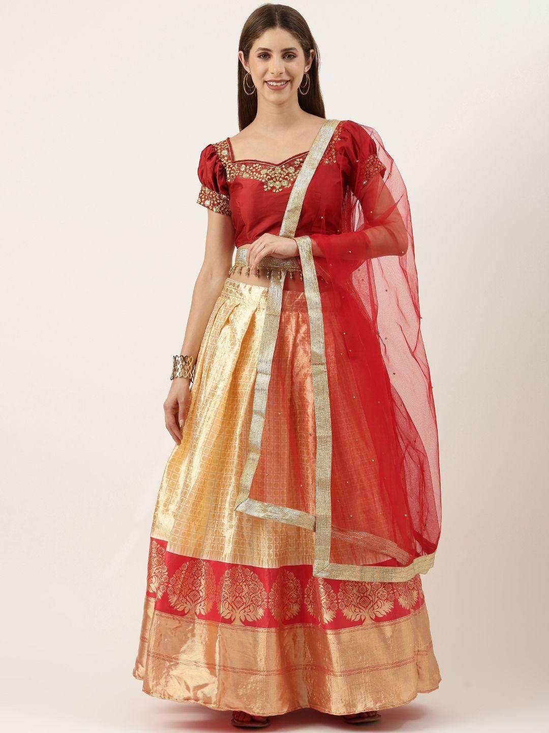 fabcartz semi-stitched lehenga & unstitched blouse with dupatta