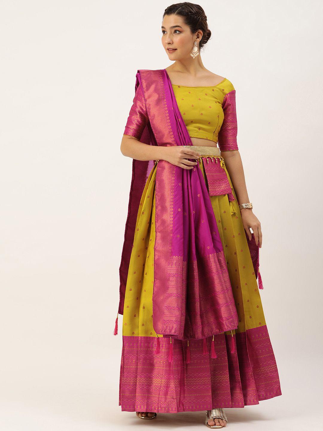 fabcartz semi-stitched lehenga & unstitched blouse with dupatta