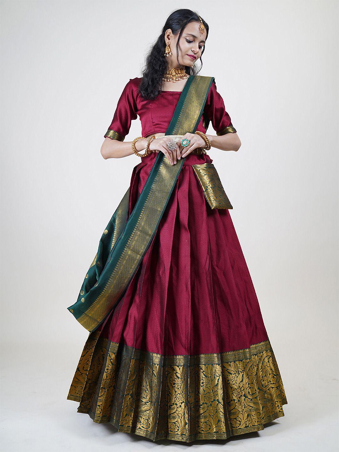 fabcartz semi-stitched lehenga & unstitched blouse with dupatta