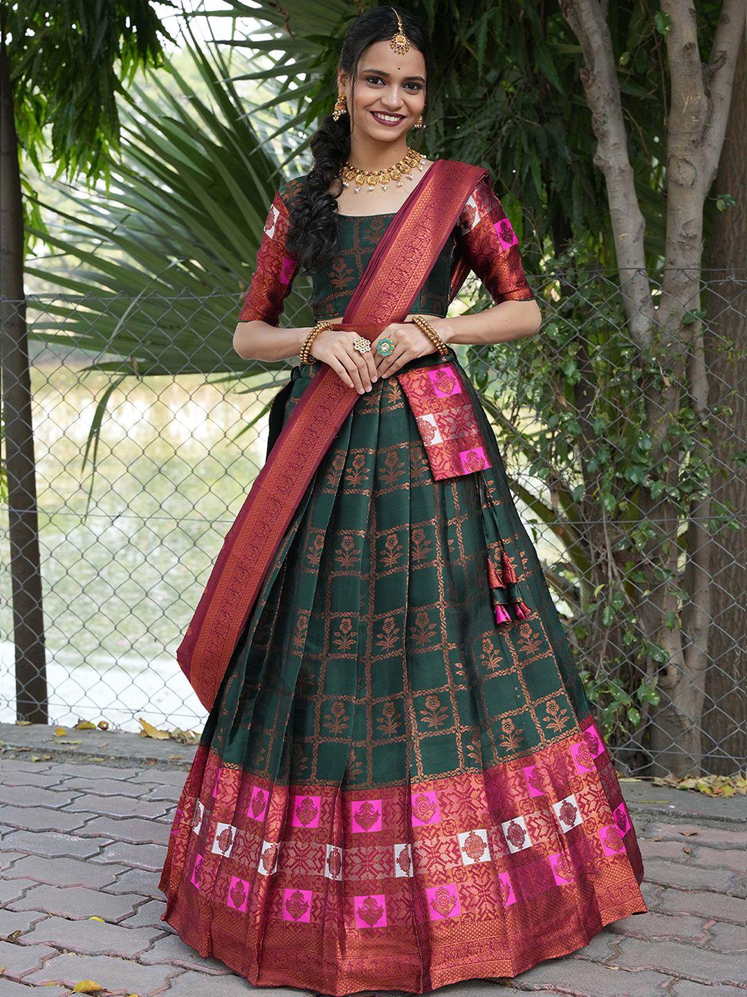 fabcartz semi-stitched lehenga & unstitched blouse with dupatta