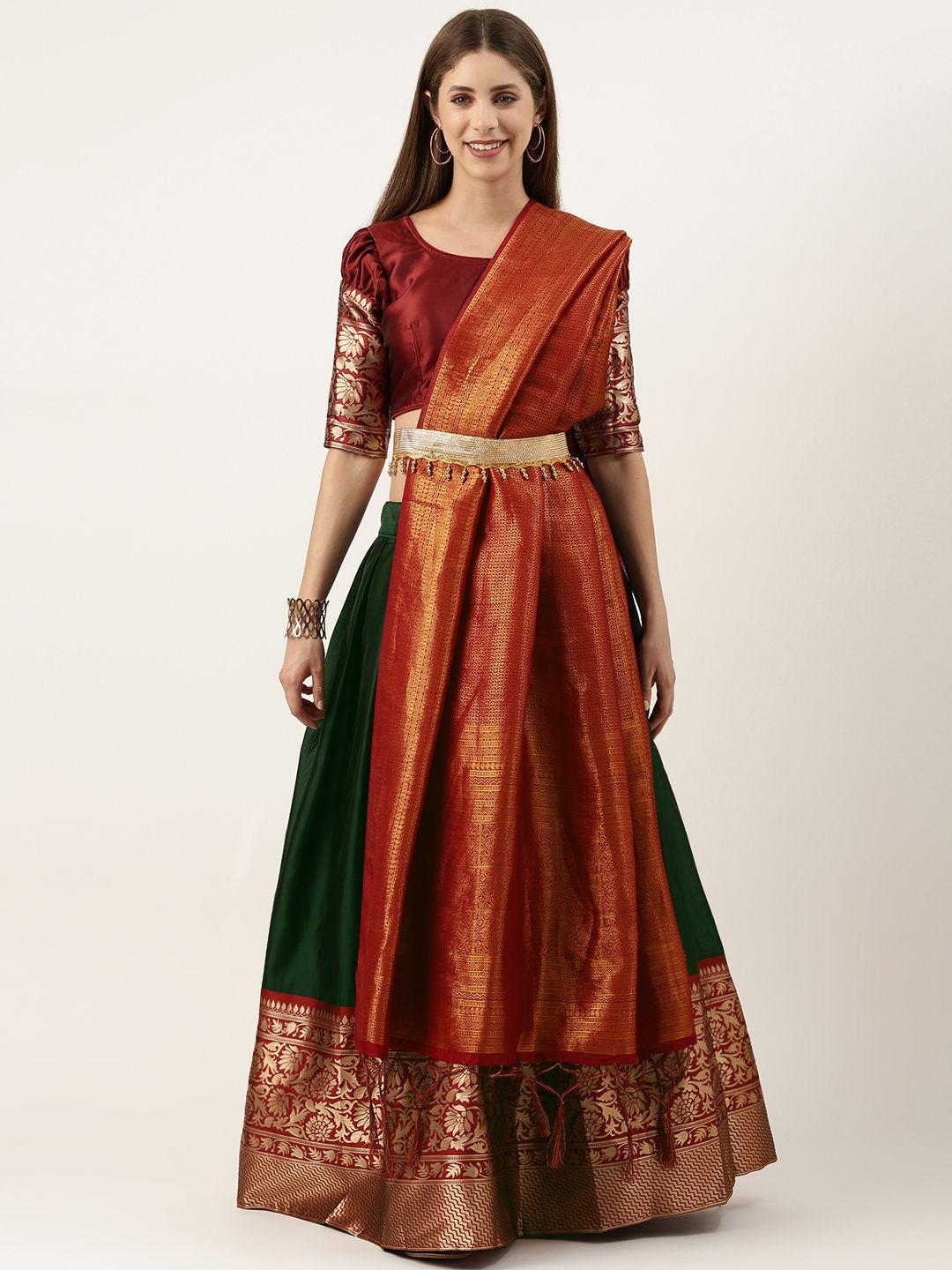 fabcartz woven design semi-stitched lehenga & unstitched blouse with dupatta