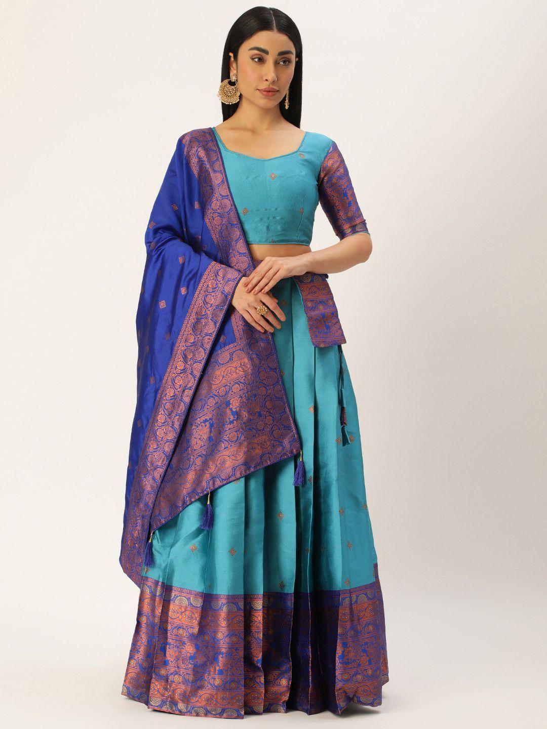 fabcartz woven design semi-stitched lehenga & unstitched blouse with dupatta