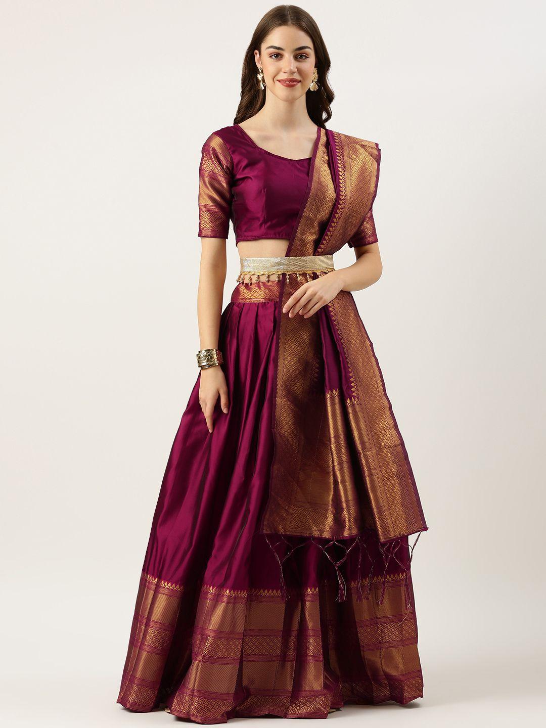 fabcartz woven design semi-stitched lehenga & unstitched blouse with dupatta