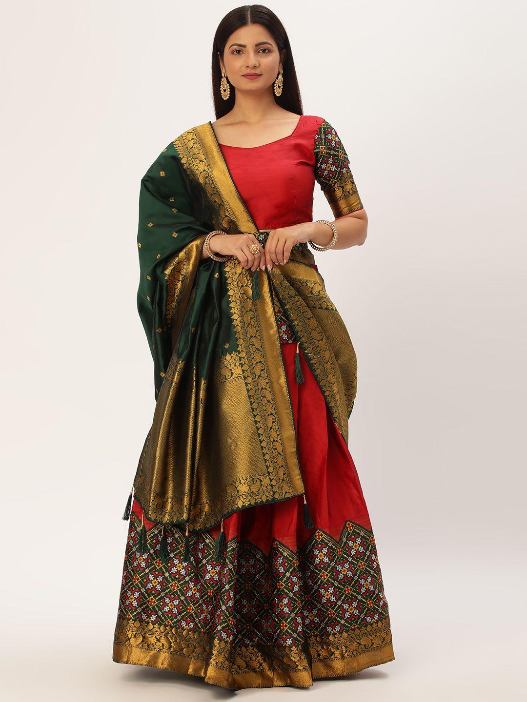 fabcartz zari unstitched lehenga & blouse with dupatta