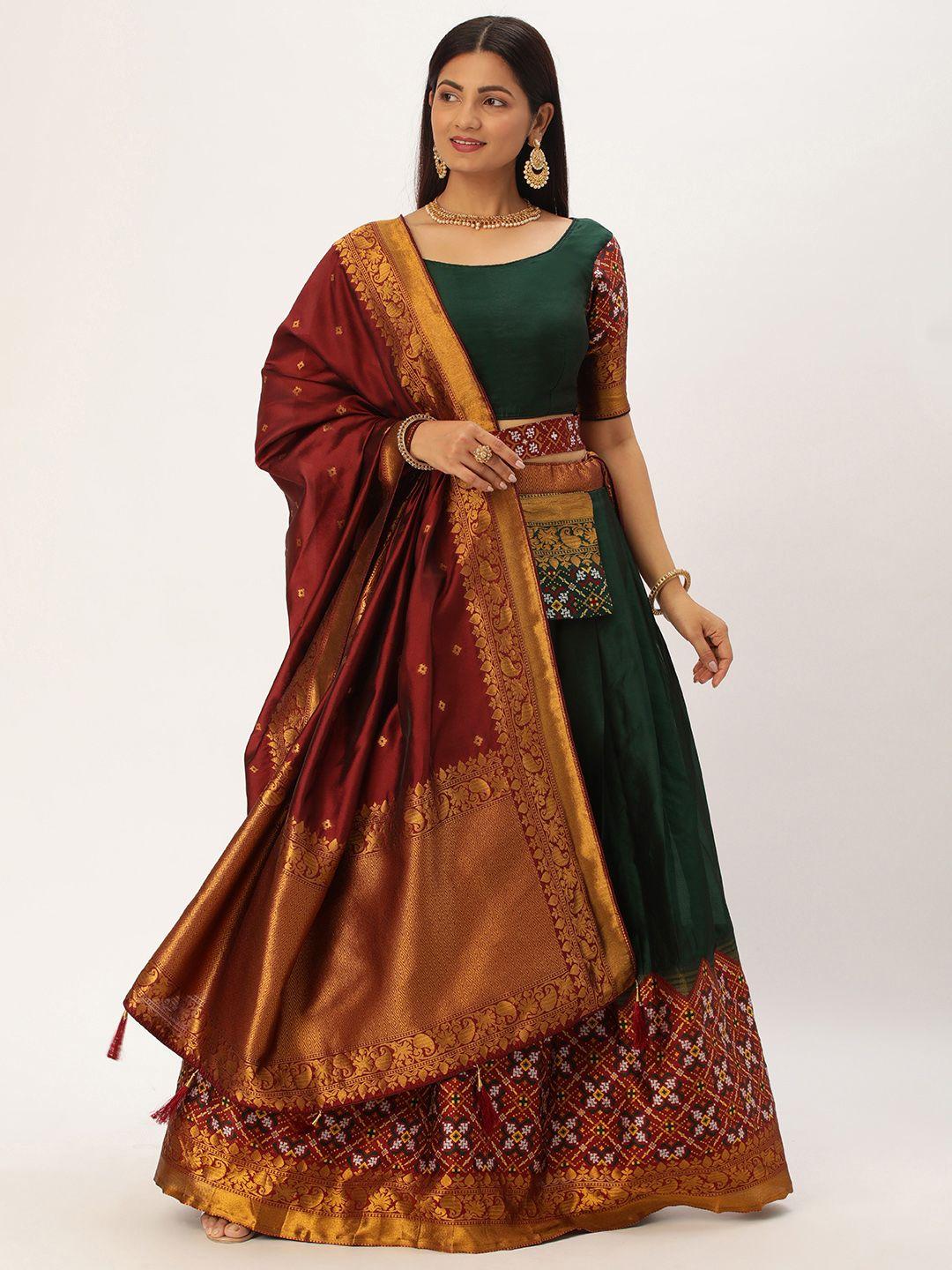 fabcartz zari unstitched lehenga & blouse with dupatta